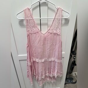 Metro light pink lace tank tunic